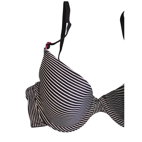 Maidenform Bra 32C Womens Black White Striped Lined Underwired Adjustable Straps - Picture 2 of 4